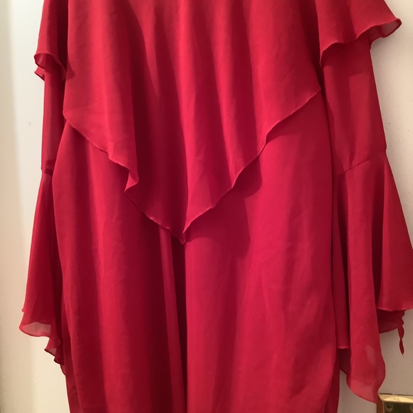 Plus size 3X top blouse shirt flowy layered fabric bell sleeves + inside lining - Picture 8 of 8
